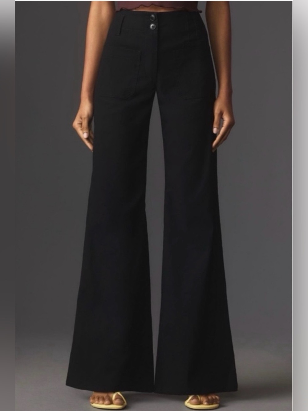 Maeve Junie Jean Black Flare Trousers Size 28 High Rise Anthropologie